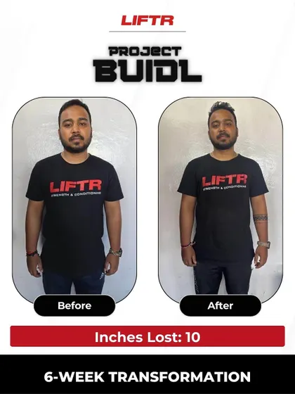 Satyam's 6-week challenge resulted in a 4 kg weight loss and a 10-inch reduction. Our program helped him achieve fat loss while gaining muscle, improving his overall strength and physique.
