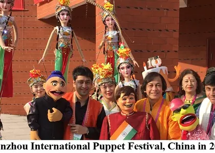 Our team with fellow puppeteers at the Quanzhou International Puppet Festival in China in 2017. It was a fantastic cultural exchange.