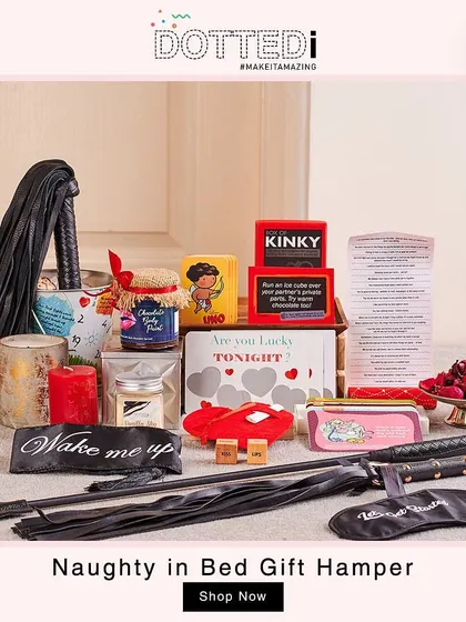 A full view of the "Naughty in Bed" hamper, showcasing its array of fun and adventurous items for a memorable and playful night in.
