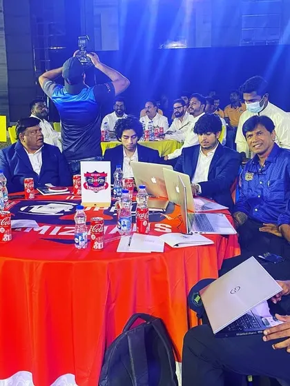 The iDream Tiruppur Tamizhans auction table, deep in discussion. Every decision made here has a direct impact on our performance on the field.