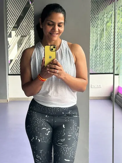 A post-workout selfie. This is the real, unfiltered feeling of accomplishment and happiness after a good training session.