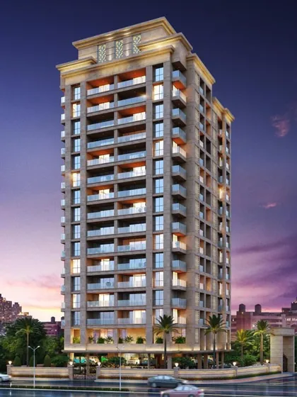 A night render of 'The Legacy' residential tower in Nagpur.
