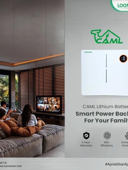 This video explains the features of our CAML lithium battery, a smart power backup solution for your family with a 5-year warranty and 98% efficiency.