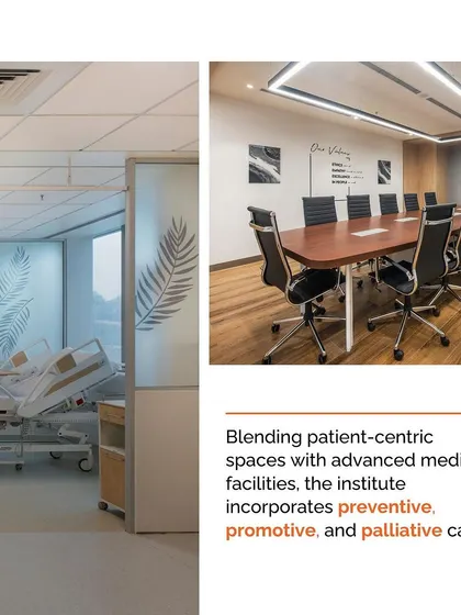 Our holistic approach to cancer care design is evident in the blend of patient-centric spaces and advanced medical facilities. This includes serene recovery rooms and functional meeting spaces that support the institute's mission of providing preventive, promotive, and palliative care.