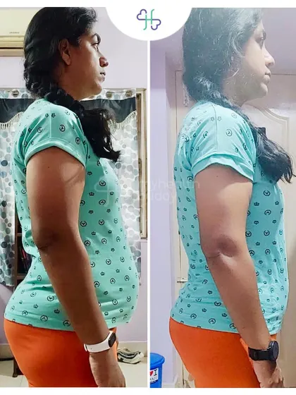 This client lost 2 kgs in 12 weeks and learned the art of balancing meals and increasing protein intake. It's now a lifestyle for her.