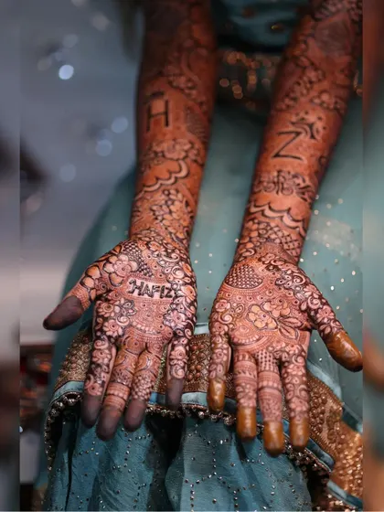 A close up of my own bridal henna, which was done by another talented artist. It's a beautiful reminder of my special day.