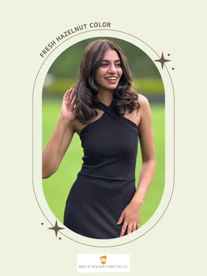 This candid shot shows how the hazelnut color looks in natural light. The bounce and shine are a result of a great color and healthy hair.