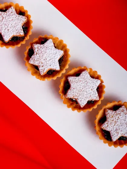 A top-down view of the star-topped Sweet Mince Pies.