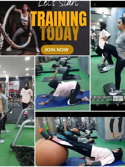Another look at our practical training sessions. This collage features students learning to use battle ropes, stability balls, barbells, and step platforms, highlighting the diverse equipment and techniques we cover.
