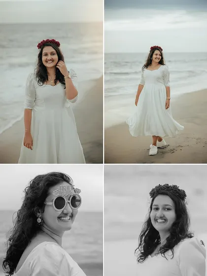 A collage of the bride-to-be and her friends enjoying a beautiful day at the beach for her bridal shower.