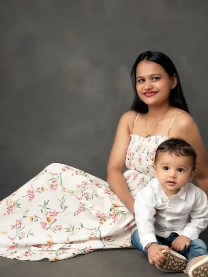 A simple and classic studio portrait of a mother and her baby. These are the photos that beautifully document your child's growth.