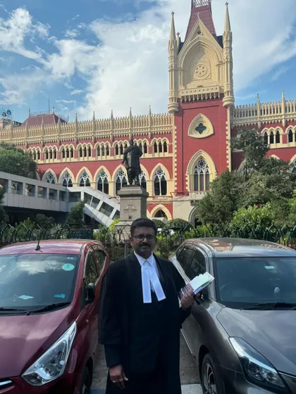 Outside the historic Calcutta High Court. My practice is not limited to one location; I follow cases wherever they lead, ensuring dedicated representation across various jurisdictions including Karnataka, Bombay, and Calcutta.