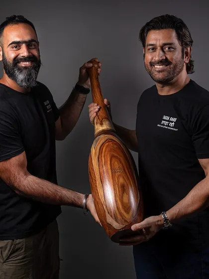 MS Dhoni and our founder Rishabh Malhotra hold a custom Gada, symbolizing their partnership. This alliance, built on a shared commitment to fitness and reviving Indian culture, is set to revolutionize the fitness industry.