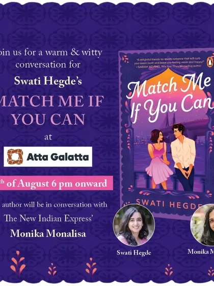 An announcement for an author event at Atta Galatta bookstore in Bangalore. Local events are so special to me.