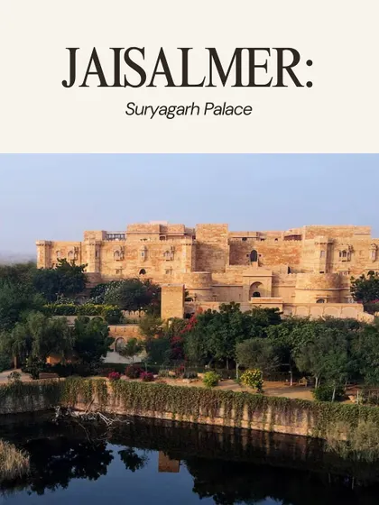 The Suryagarh Palace in Jaisalmer, a fortress-like luxury hotel that provides a dramatic and historic backdrop for a grand wedding.