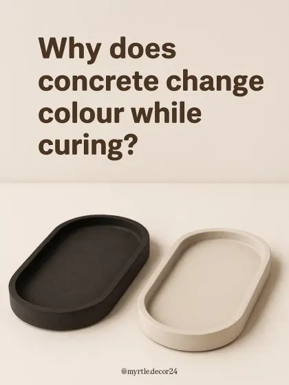 A little lesson in concrete curing. This image shows how a piece looks dark right out of the mold and lightens in color as the water evaporates over a few days.