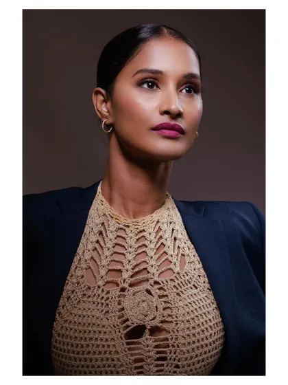 A confident, upward-looking pose that exudes power and style.