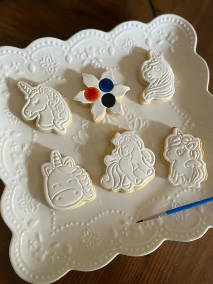 Unicorns are always a magical choice! This paint-your-own unicorn cookie set comes with a variety of adorable unicorn shapes, ready to be brought to life with color. It’s one of my most requested themes for birthday parties.