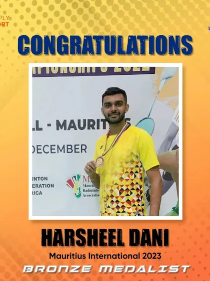 International glory for our athlete. Congratulations to Harsheel Dani for winning the Bronze Medal at the Mauritius International 2023. We train our players to compete and succeed on a global stage.