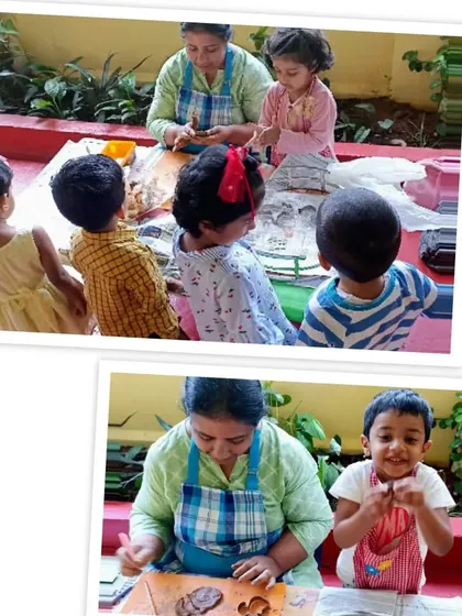 Children exploring the texture of natural clay. This sensory activity allows for free-form creation, strengthening hand muscles and encouraging imaginative play.