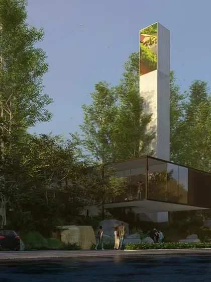 The "Minarets" in our urban oasis concept are tall, slender towers that act as vertical green landmarks. They rise above the tree canopy, adding a sculptural element to the skyline while being integrated into the overall forest landscape.