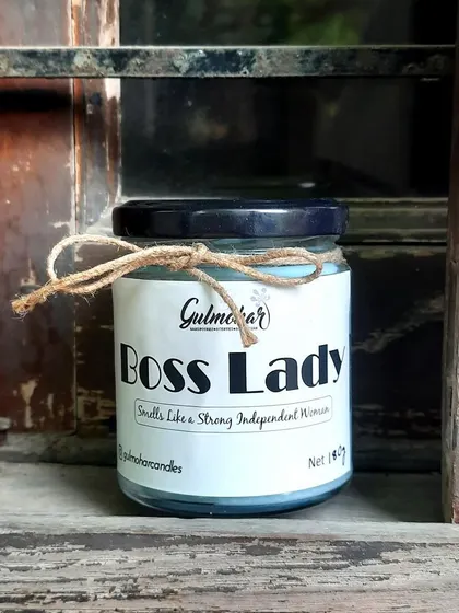 My "Boss Lady" scented candle, perfect for celebrating the strong, independent women in your life. It has a confident and empowering fragrance.