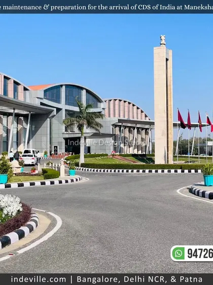 A duplicate image of the impressive entrance to the Manekshaw Centre, which my team landscapes and maintains.