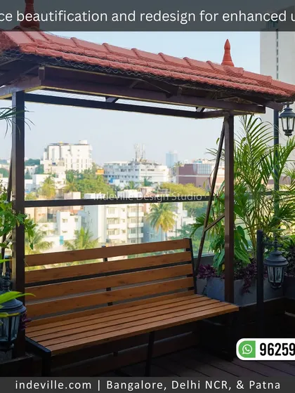 A close-up of the traditional covered swing I installed on a client's terrace. It's a perfect blend of classic design and outdoor comfort, providing a shaded spot to enjoy the view.
