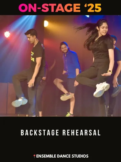 Backstage rehearsal just before the show begins. The energy and excitement are palpable as students run through their routines one last time.