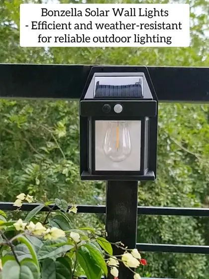 This Bonzella solar wall light is a lovely addition to my balcony railing. It's weather-resistant and charges during the day to provide a soft, warm glow at night. It adds a touch of charm and makes the garden enjoyable even after sunset.