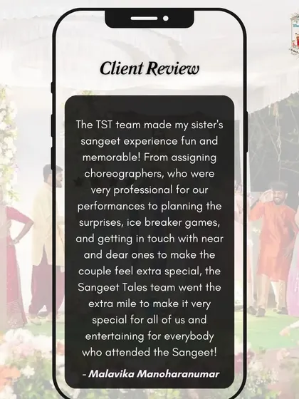A duplicate review highlighting our team's dedication to going the "extra mile" with professional choreographers, surprise planning, and ice-breaker games to make the couple feel extra special.