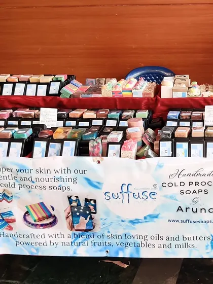 My stall at the Festival of Handmade, Spring Edit at NIFT Bangalore. It's a five-day event, and I'm excited to be here with all my products.