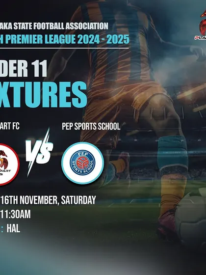 Exciting weekend ahead! Fixture for our U-11 team's match against Pep Sports School.