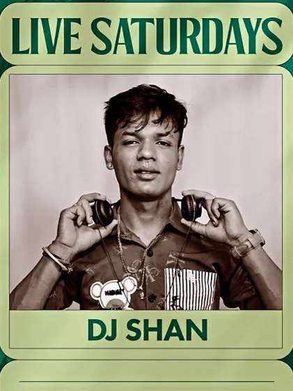 A retro-style poster for my "Live Saturdays" residency, showcasing a classic black and white photo.