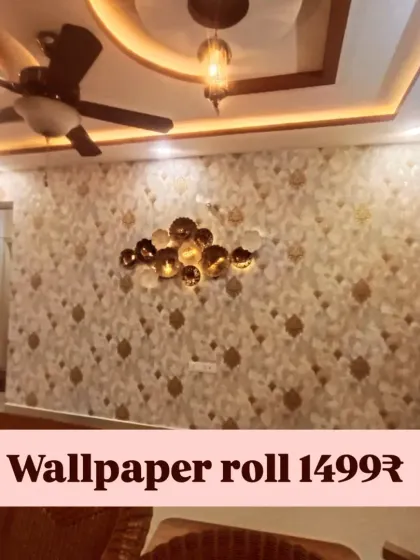 This wallpaper roll with a gold and white geometric pattern is available for just ₹1499. It's an affordable way to add a touch of elegance and modern design to your walls.