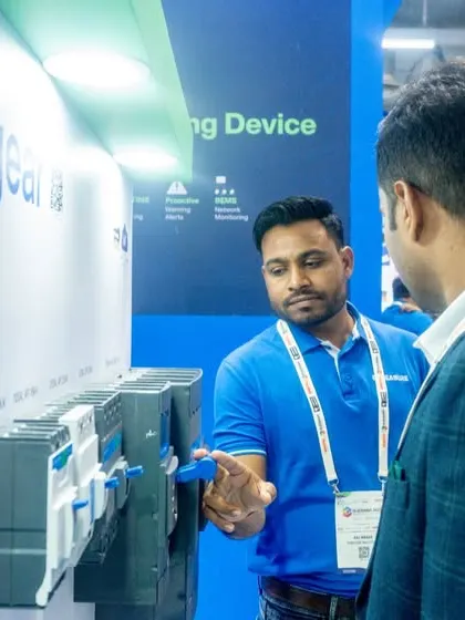 A close-up of a demonstration of my digitized MCCBs at the ELECRAMA 2025 booth.