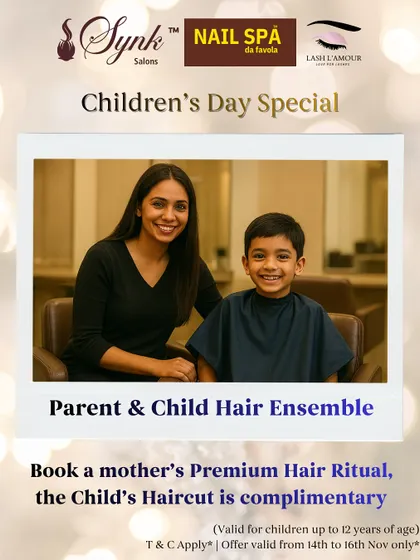 Our Parent & Child Hair Ensemble for Children's Day. When a mother books a Premium Hair Ritual, her child's haircut is complimentary.