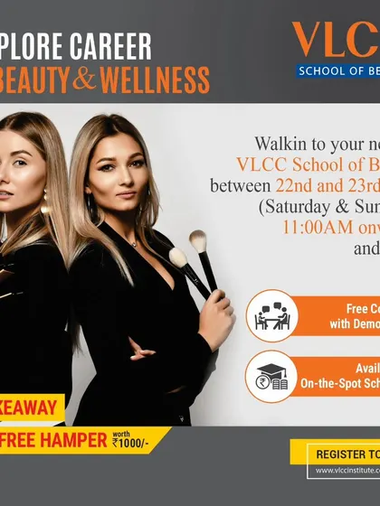An invitation to explore a career in beauty and wellness with free counseling, demo sessions, and on-the-spot scholarships.