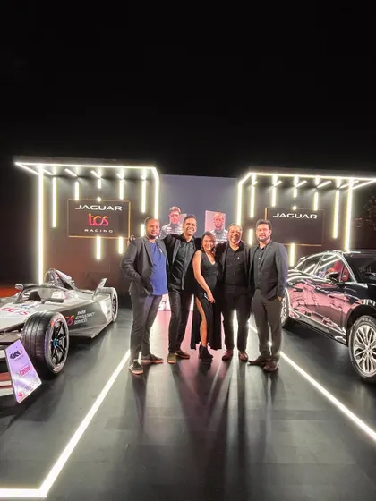The whole crew with the real stars of the show. Performing for Jaguar TCS Racing at the Formula E launch in Hyderabad was an absolute blast. We love high-octane events.