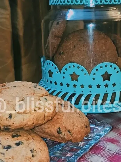 A close up of my choco-chip cookies, showing the generous amount of chocolate chips in each one.