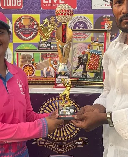 Vai being crowned Best Batter of the series in Vijayawada. We celebrate individual excellence as part of our collective success.