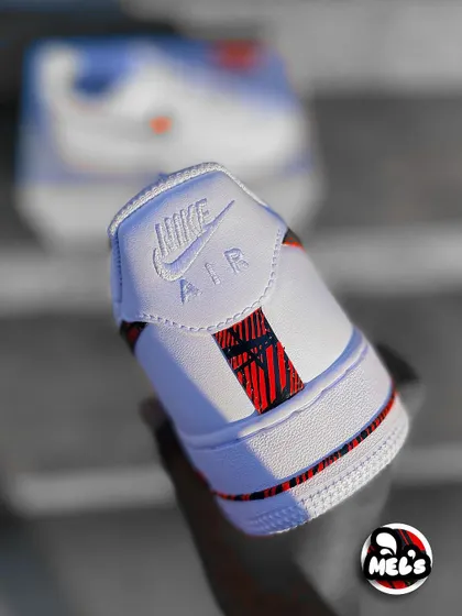 A focused shot on the heel of the MotoGP custom sneaker.
