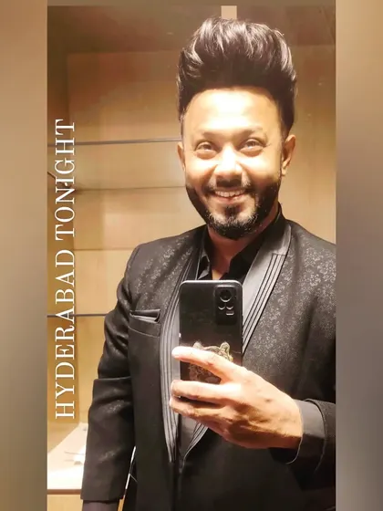 Suited up and ready to rock a wedding reception in Hyderabad.