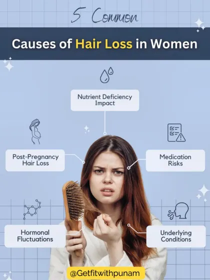 Hair loss is a common concern for women, especially postpartum. It can be caused by hormonal fluctuations and nutrient deficiencies, both of which can be managed with the right lifestyle changes.