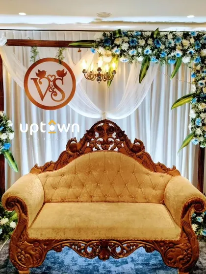 A close-up of the elegant stage decor.