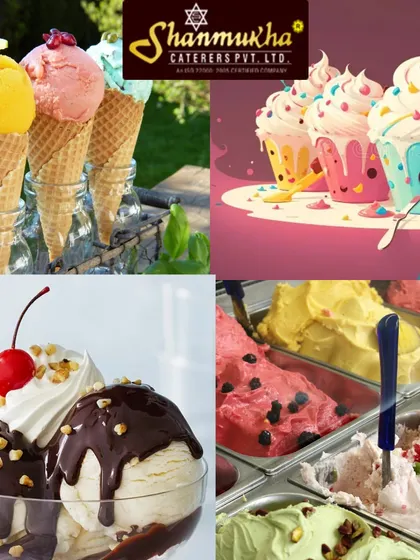 A collage of our ice cream offerings, from classic cones and sundaes to a variety of flavors in tubs.