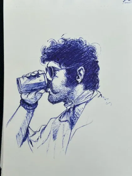 The full sketchbook page view of this pen drawing. It’s simple, direct, and has that authentic, handcrafted vibe that I love.