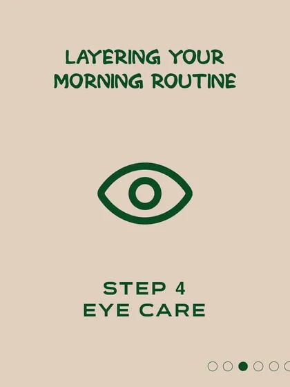 Step four is eye care. The skin around your eyes is delicate, so using a dedicated eye cream helps to address concerns like puffiness, dark circles, and fine lines.