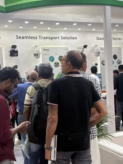 A crowd of visitors exploring my 4G/5G and seamless transport solutions at the AutoSec 2025 expo. The high level of interest reflects the growing demand for smart, indigenous security technology.
