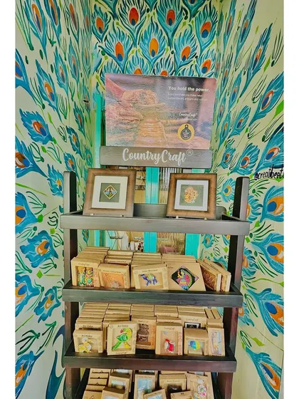 A look at the 'Country Craft' display at our cafe. We love supporting local artisans and giving them a space to share their beautiful, handcrafted products with our community.